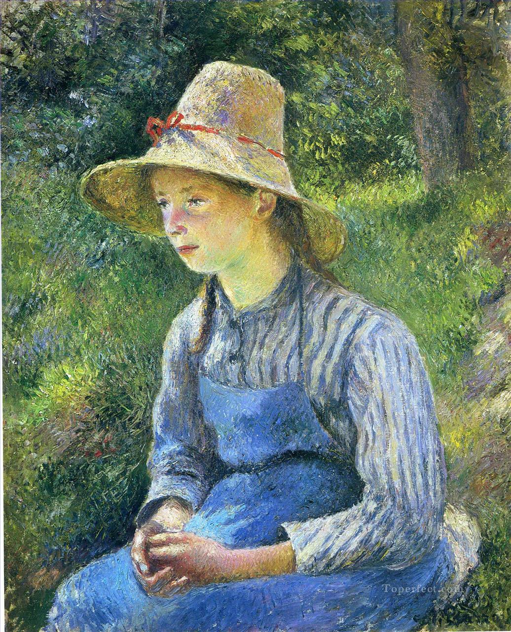 young peasant girl wearing a hat 1881 Camille Pissarro Oil Paintings